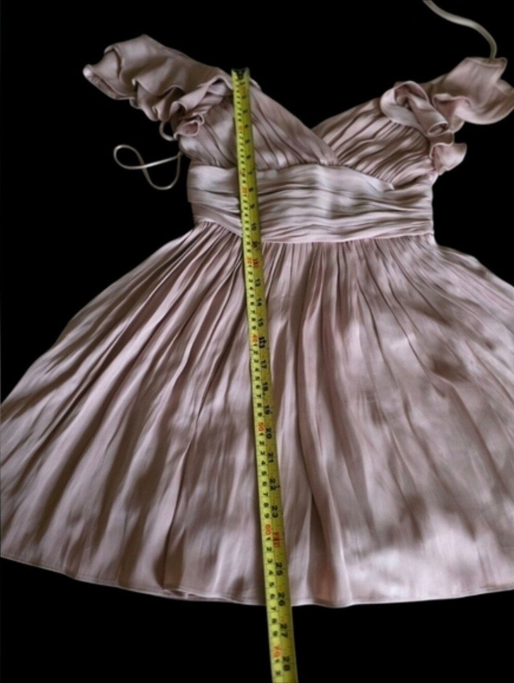 Blush Pink Pleated Ruffled Mini Dress Size S Coquette Romantic Party - Picture 5 of 8